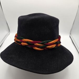 Black Hat with Multicolor Braided Band